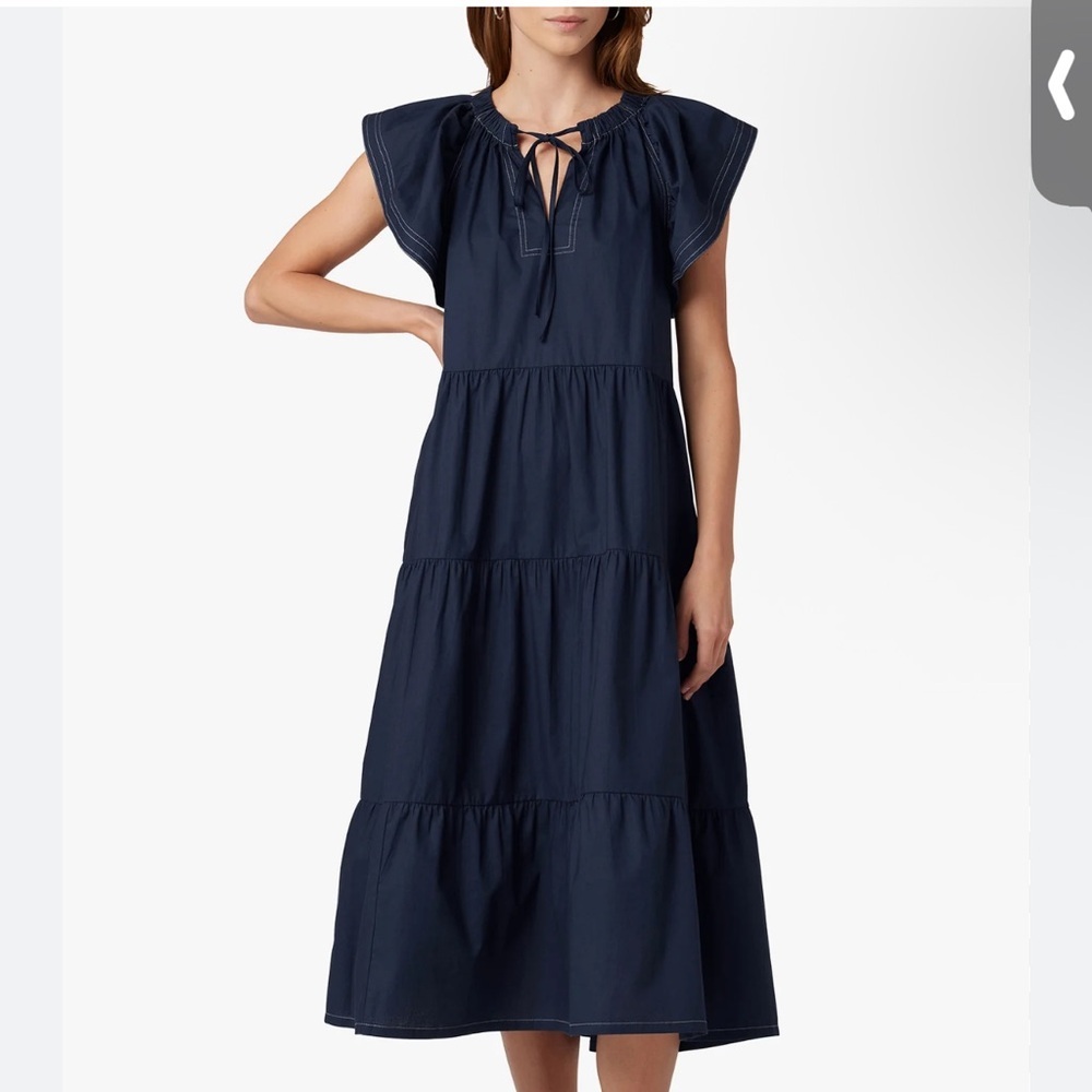 Joe's Navy Tiered Ruffle-Sleeve Maxi Dress